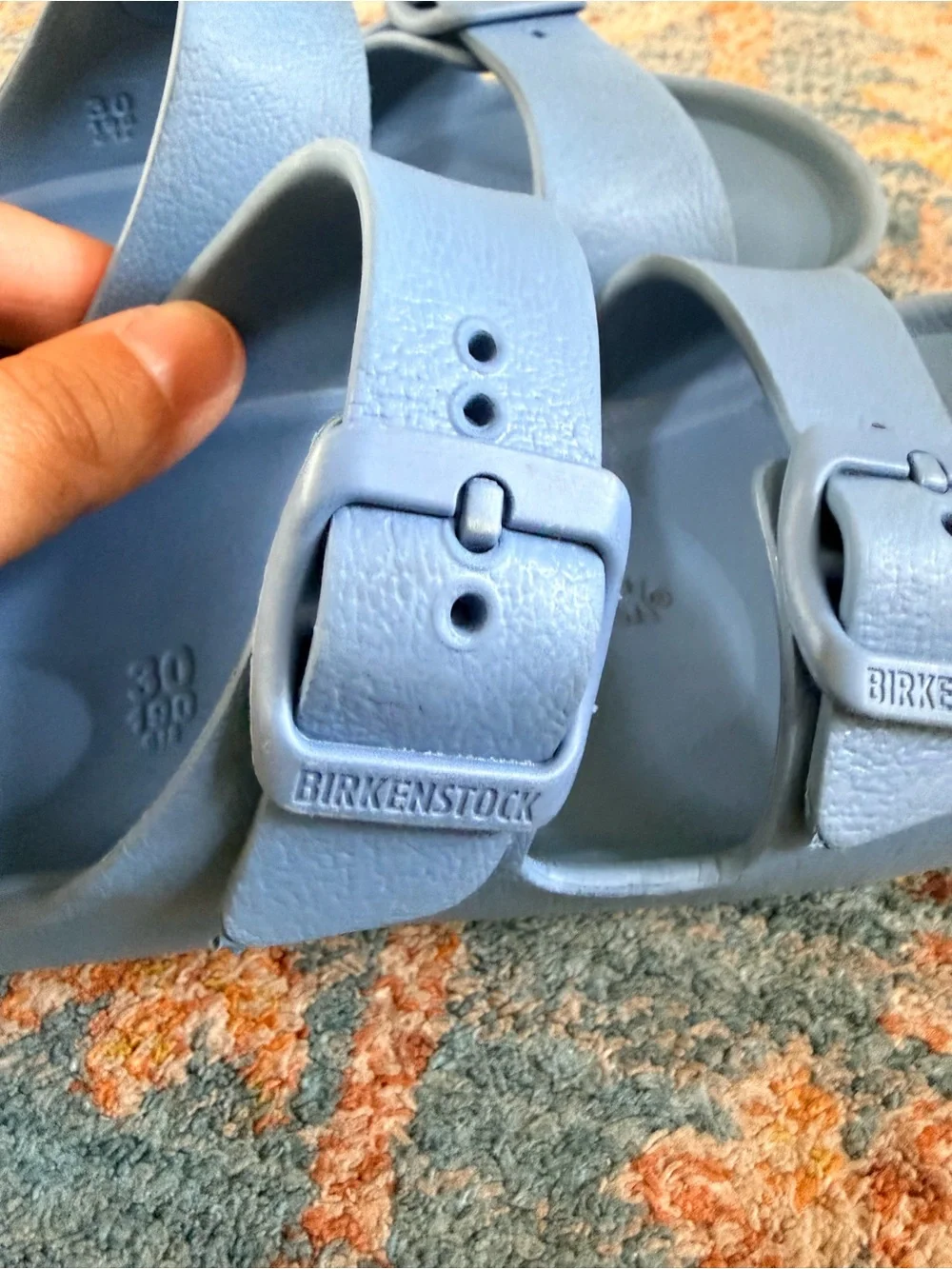 Birkenstock Arizona EVA Sandals Kids Size 30 Light Blue Waterproof Two Strap